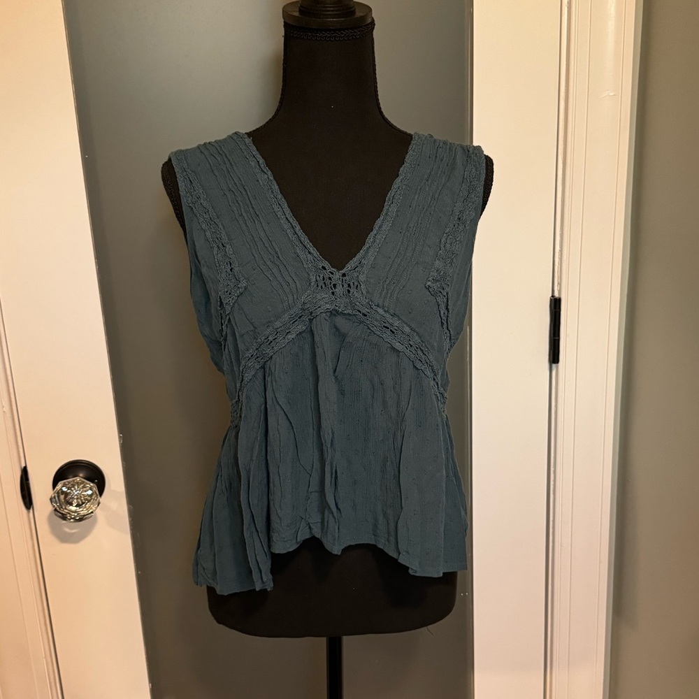 American Eagle Outfitters teal Sleeveless Blouse